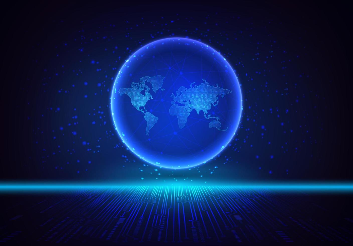 Modern Holographic Globe on Technology Background vector