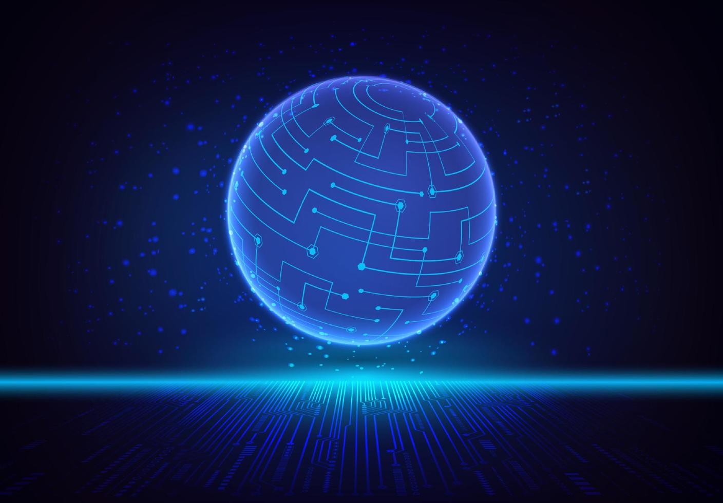 Modern Holographic Globe on Technology Background vector