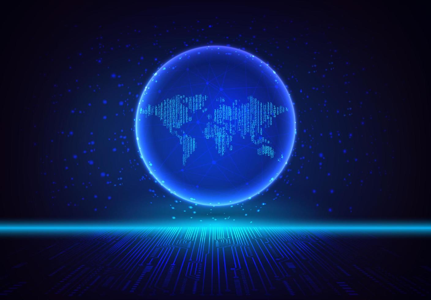 Modern Holographic Globe on Technology Background vector