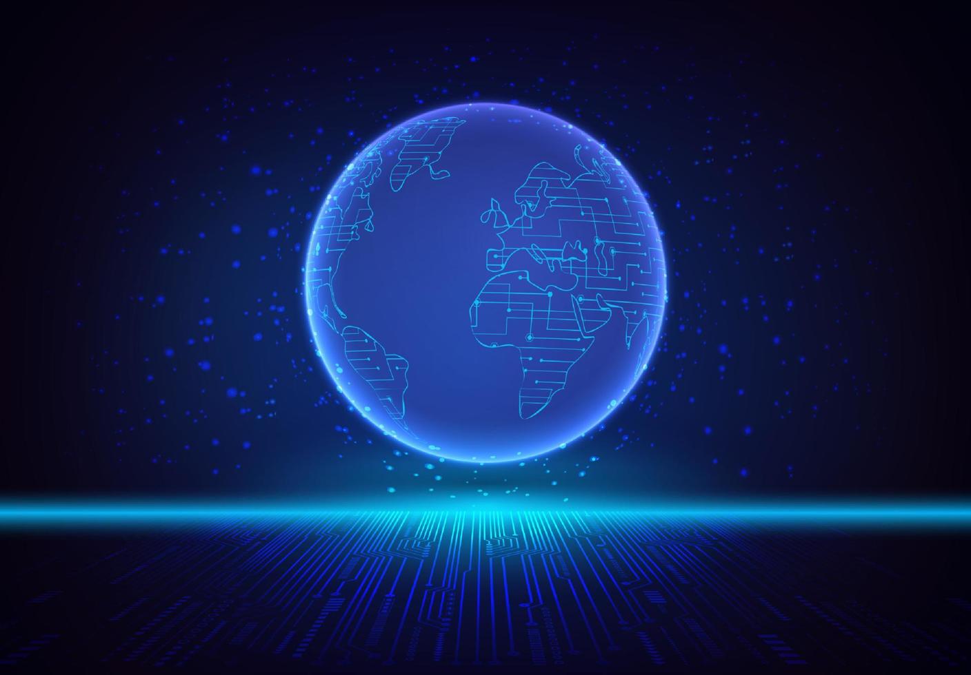 Modern Holographic Globe on Technology Background vector