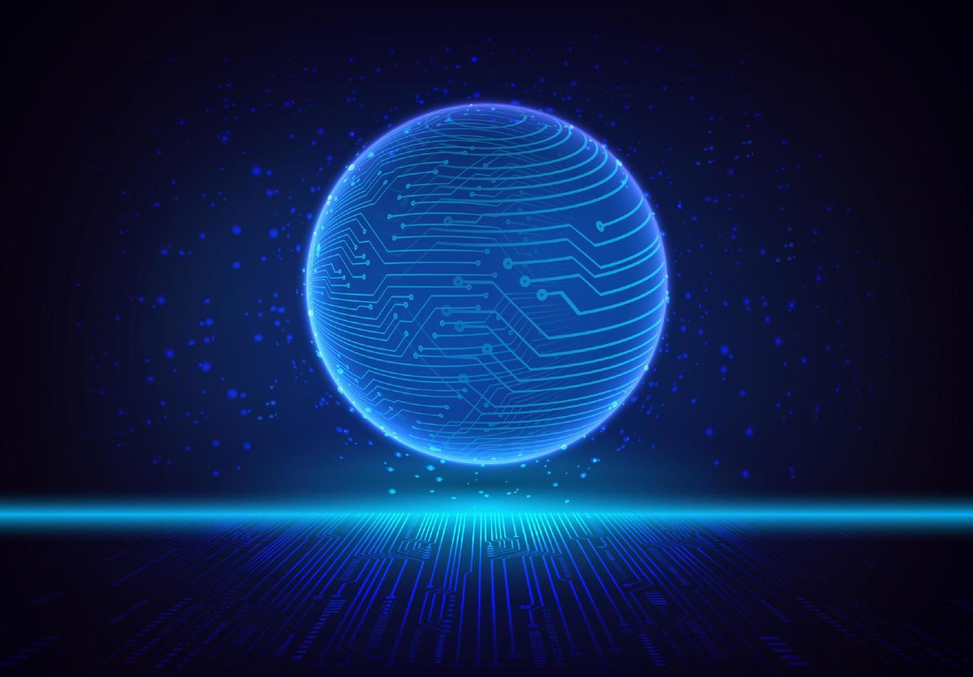 Modern Holographic Globe on Technology Background vector