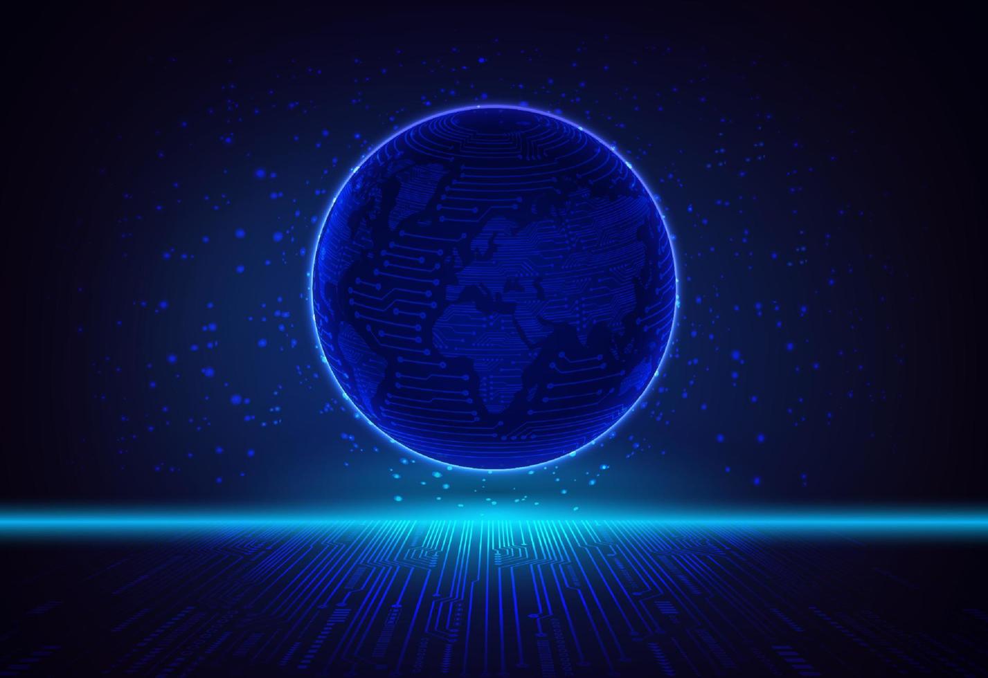 Modern Holographic Globe on Technology Background vector