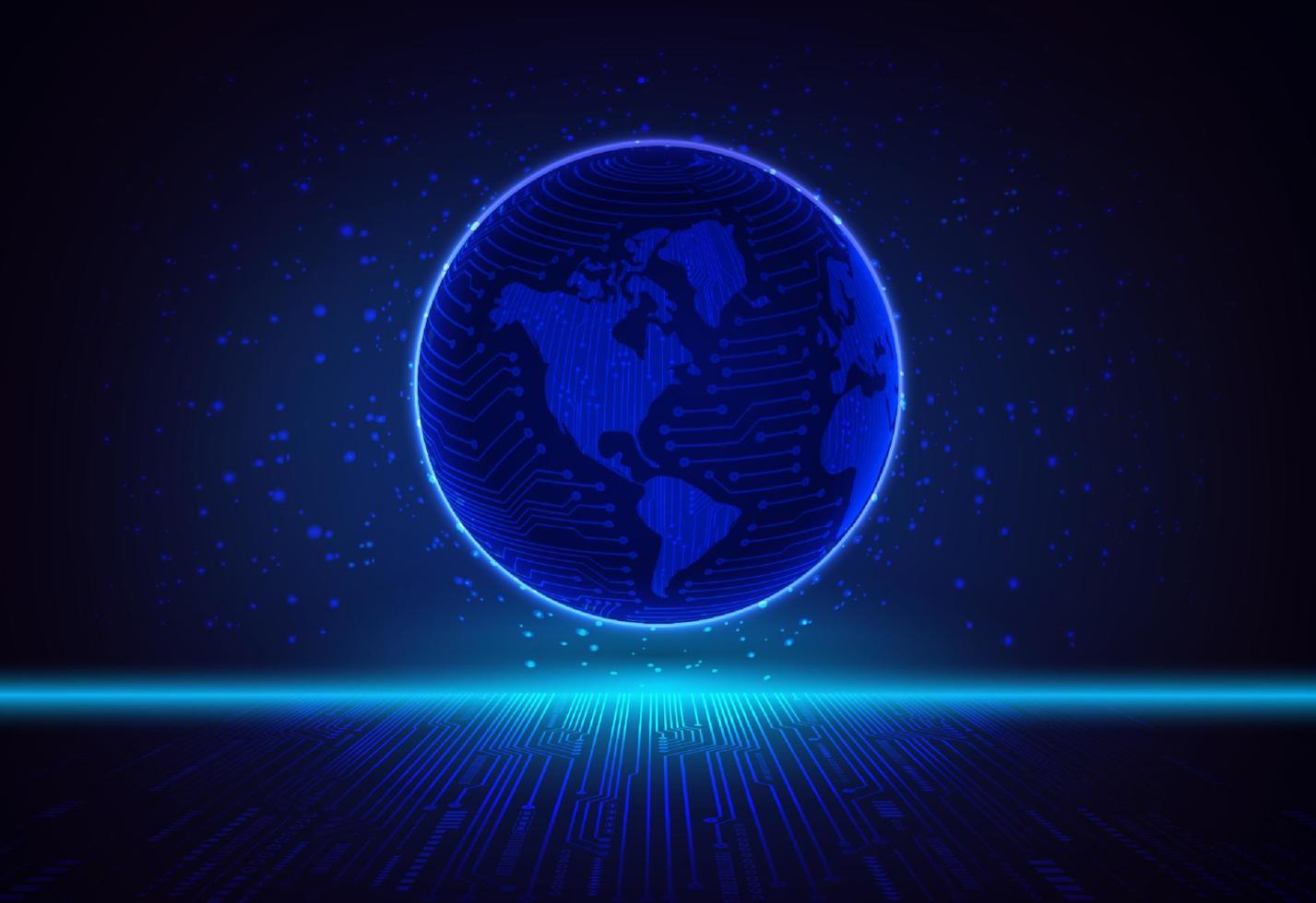 Modern Holographic Globe on Technology Background vector