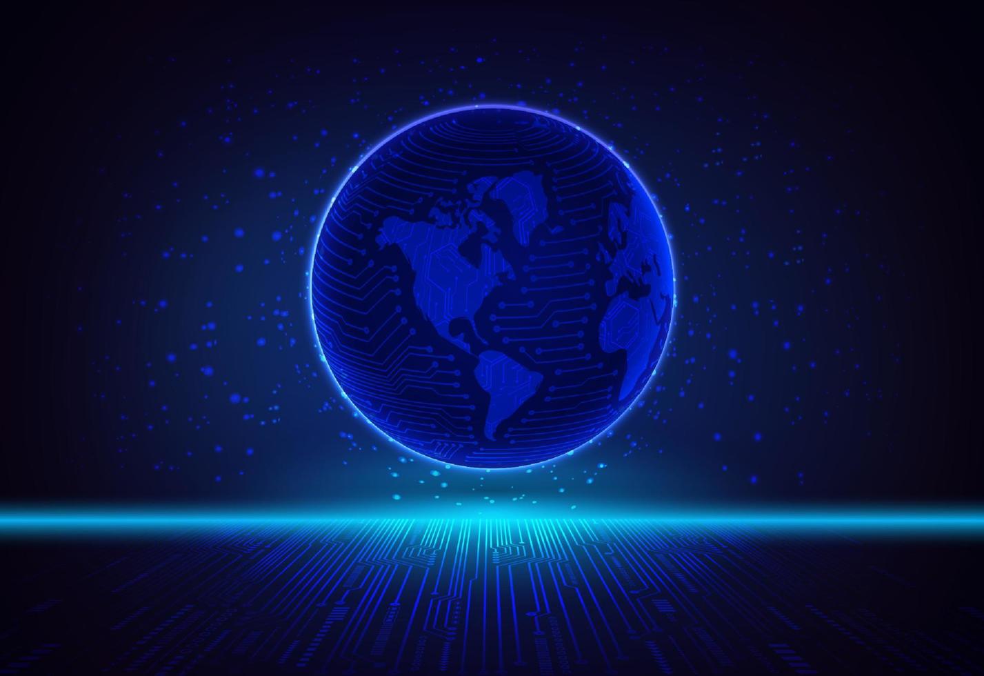 Modern Holographic Globe on Technology Background vector