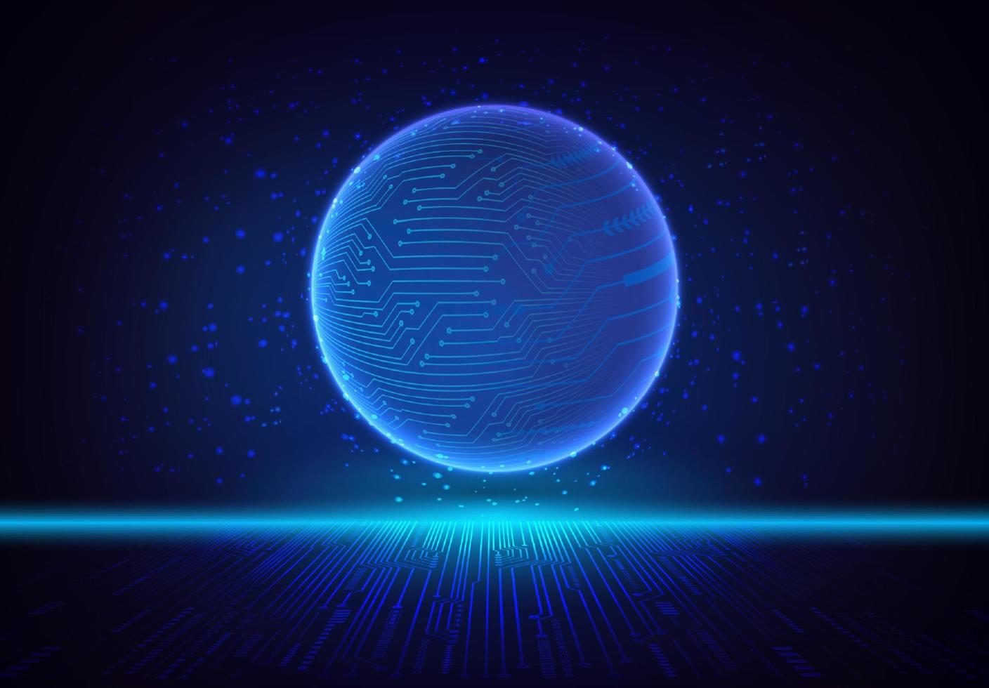 Modern Holographic Globe on Technology Background vector