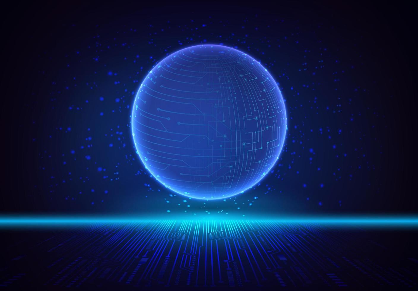 Modern Holographic Globe on Technology Background vector