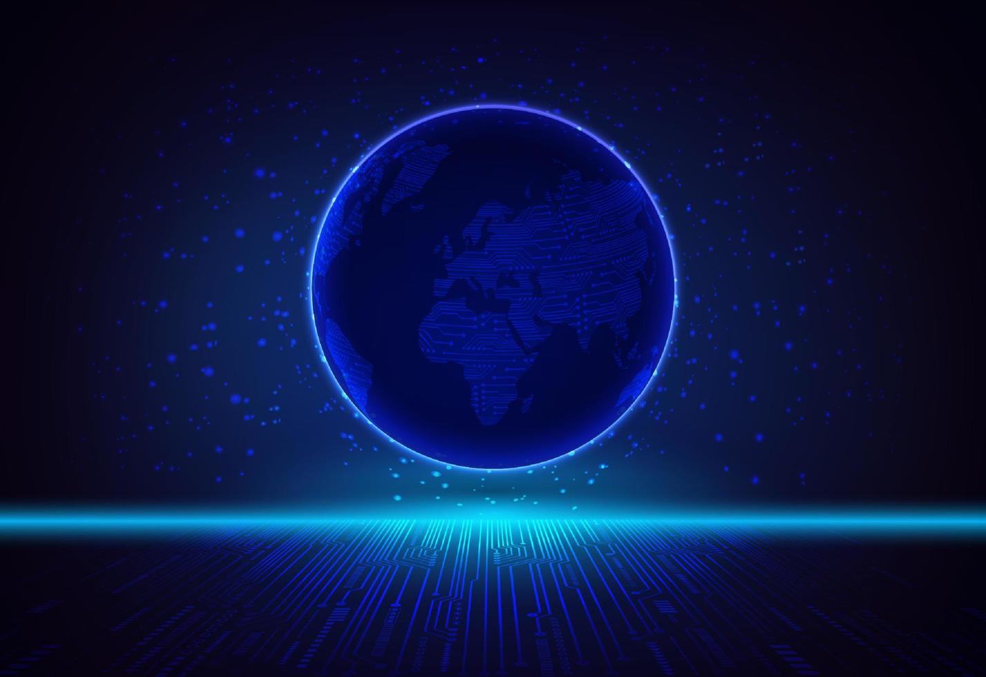 Modern Holographic Globe on Technology Background vector