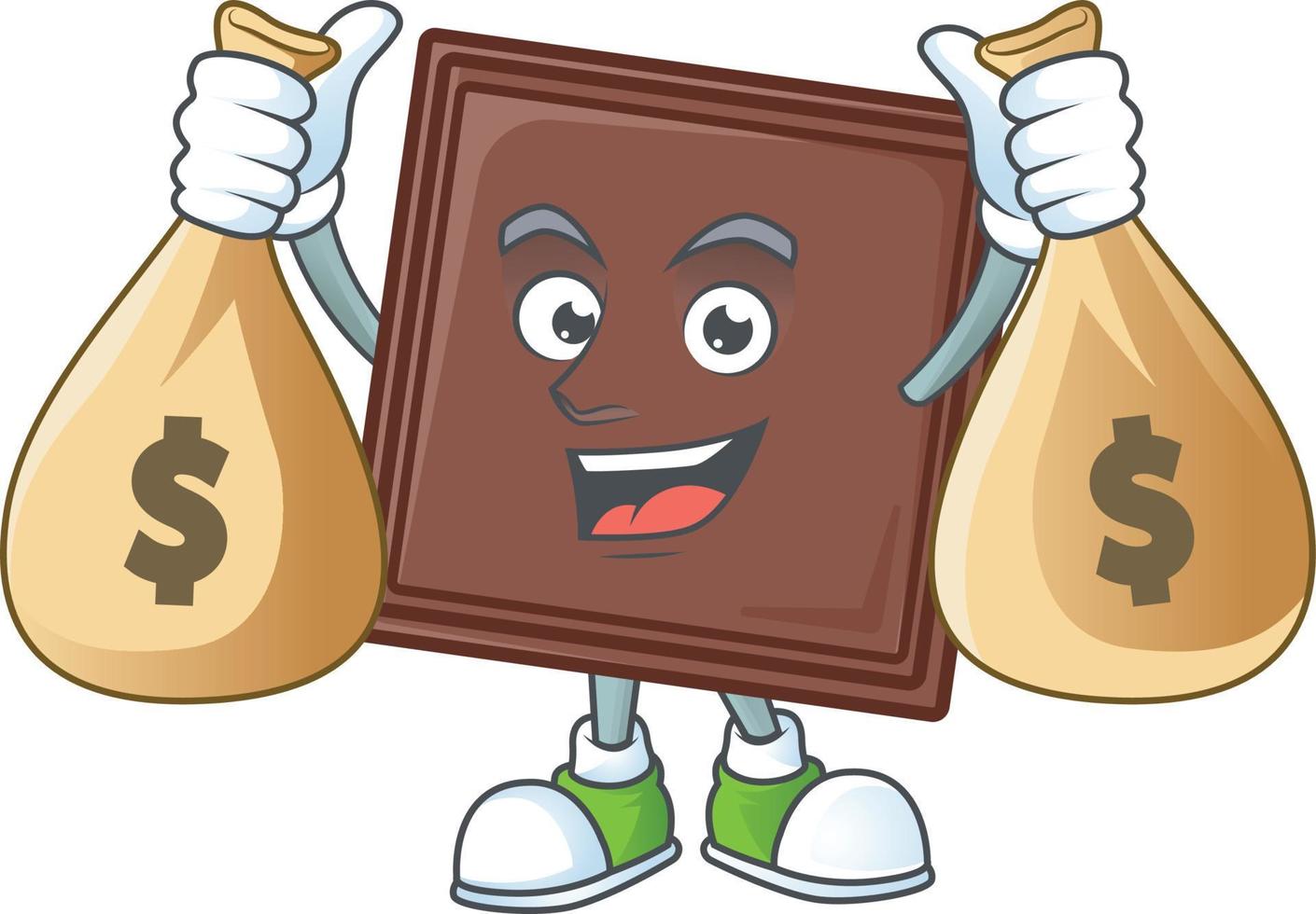 One bite chocolate bar cartoon character style vector