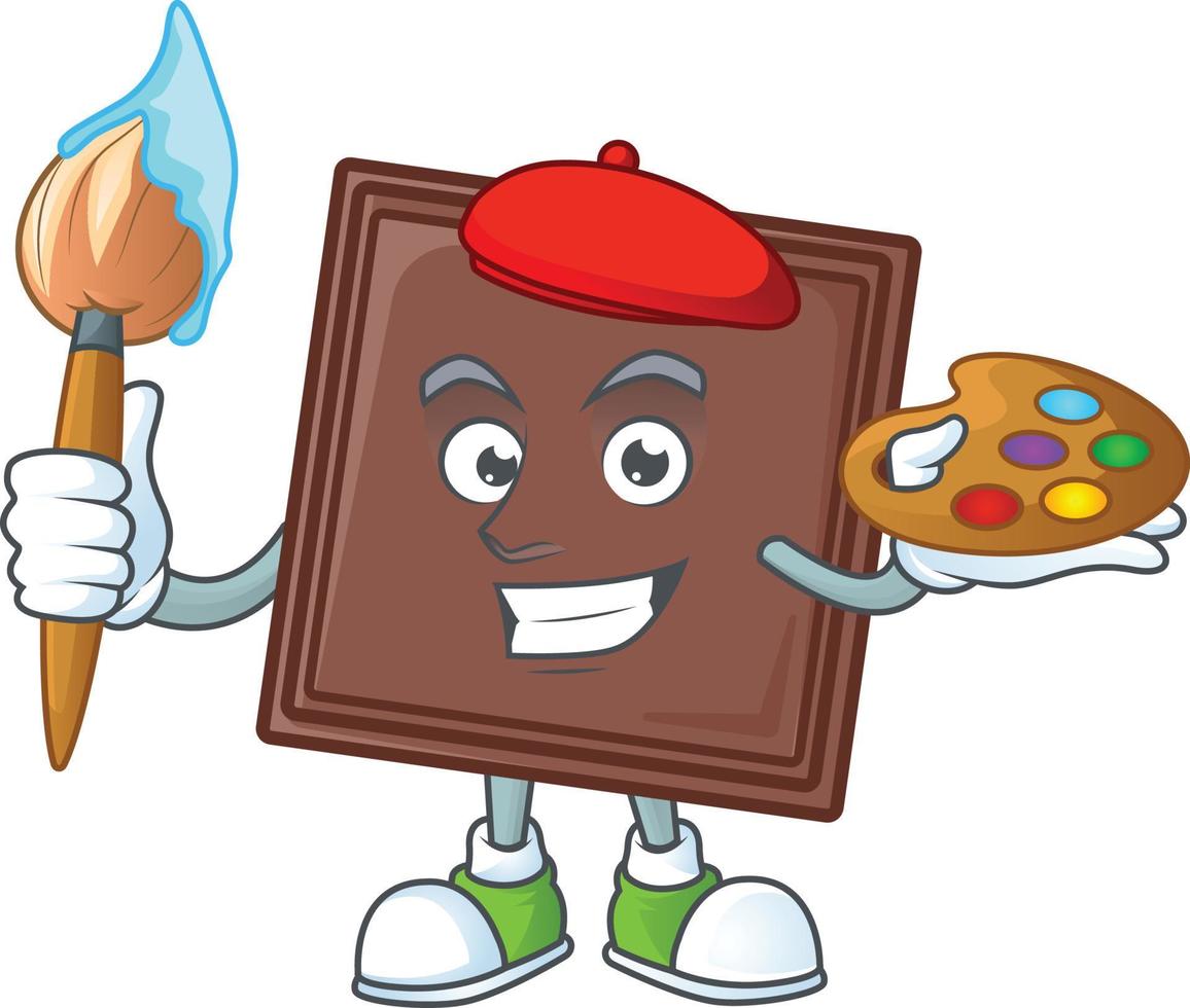 One bite chocolate bar cartoon character style vector