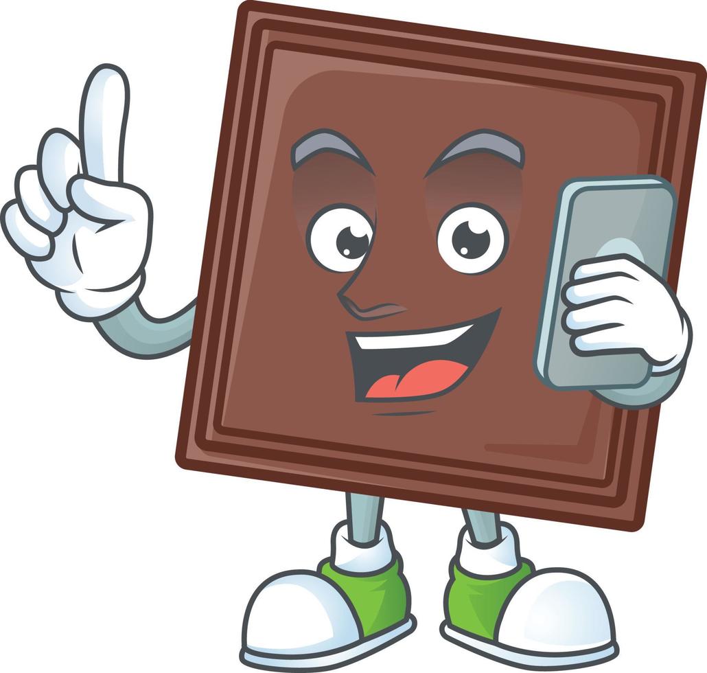 One bite chocolate bar cartoon character style vector