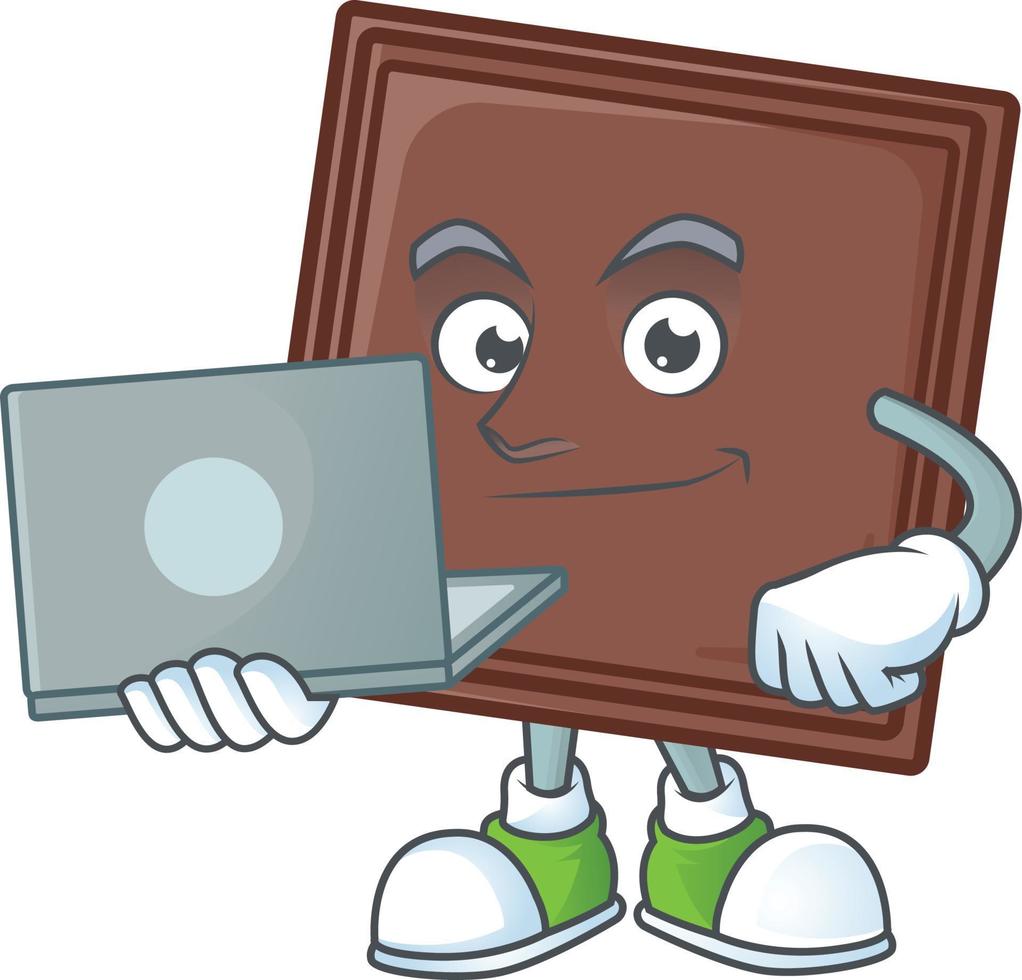 One bite chocolate bar cartoon character style vector