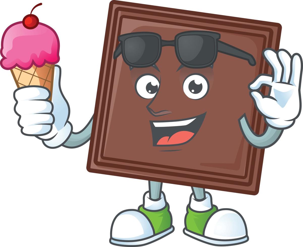 One bite chocolate bar cartoon character style vector