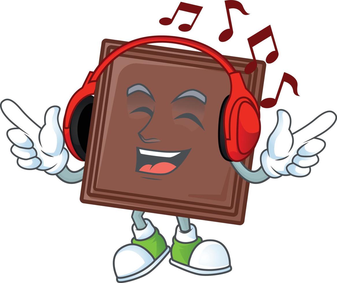 One bite chocolate bar cartoon character style vector