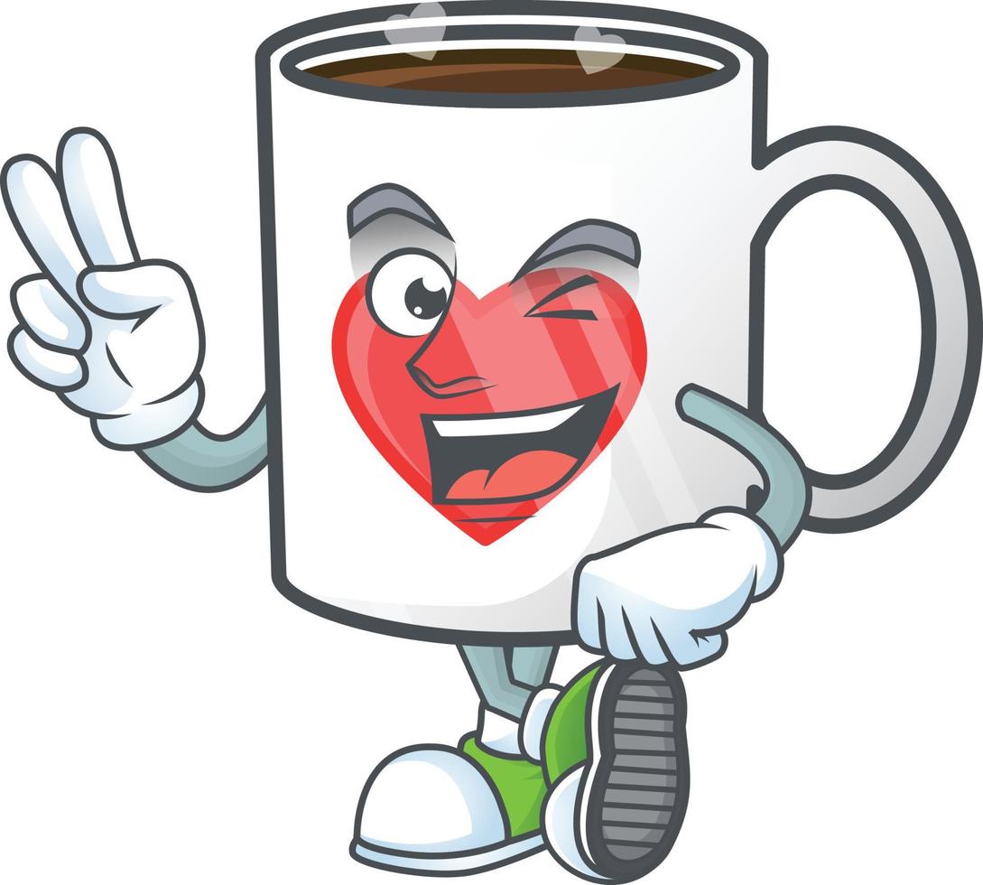 Cup coffee love cartoon character style vector