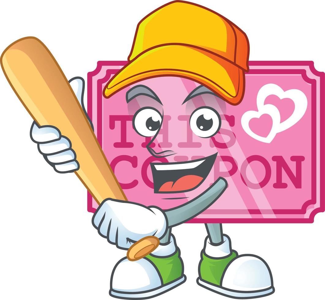 Pink love coupon cartoon character style vector