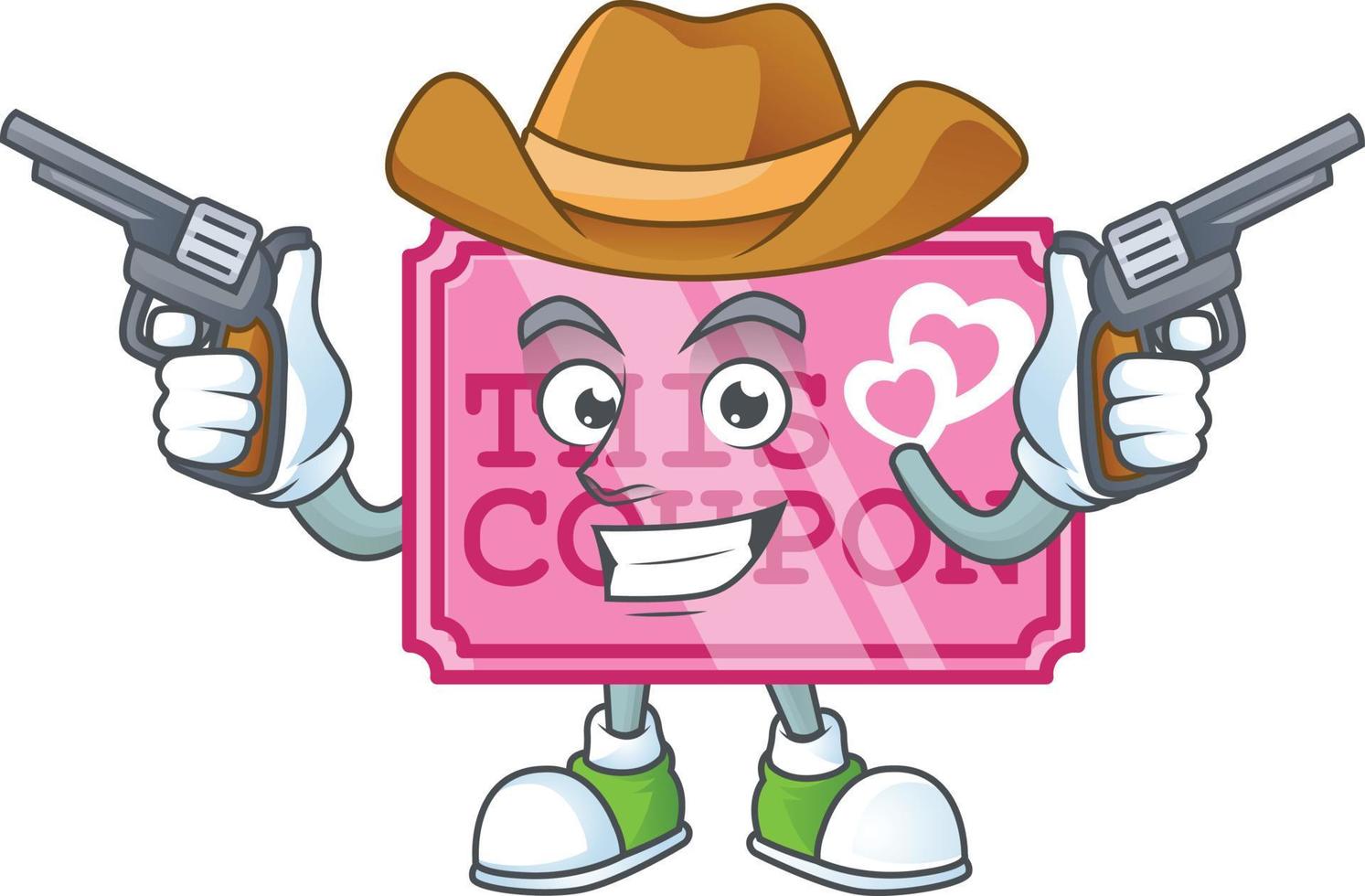 Pink love coupon cartoon character style vector