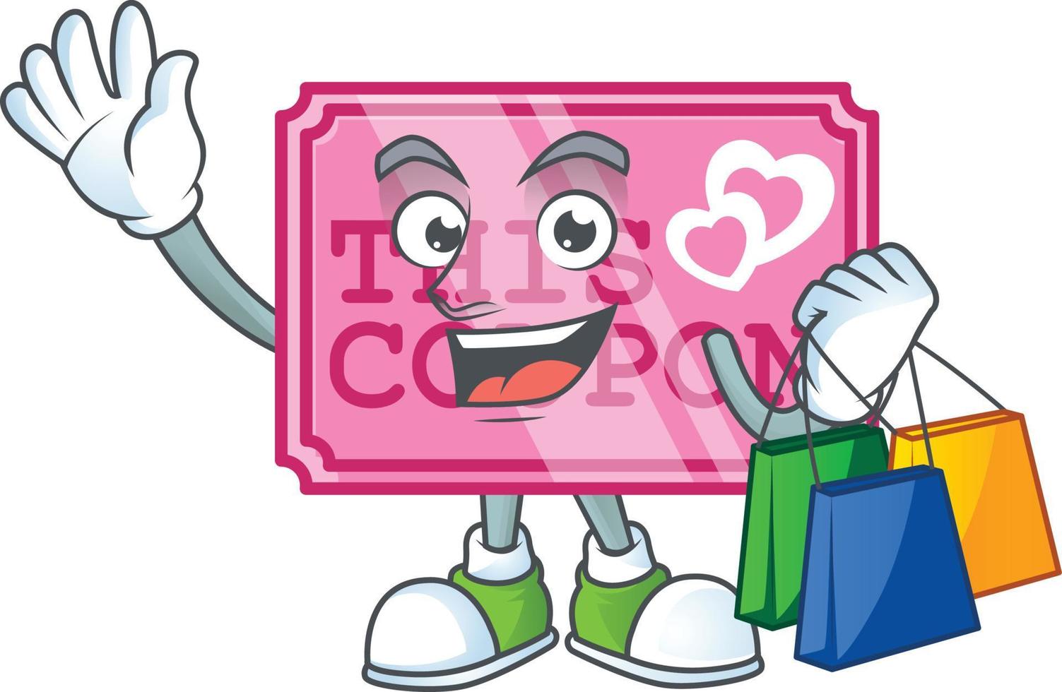 Pink love coupon cartoon character style vector