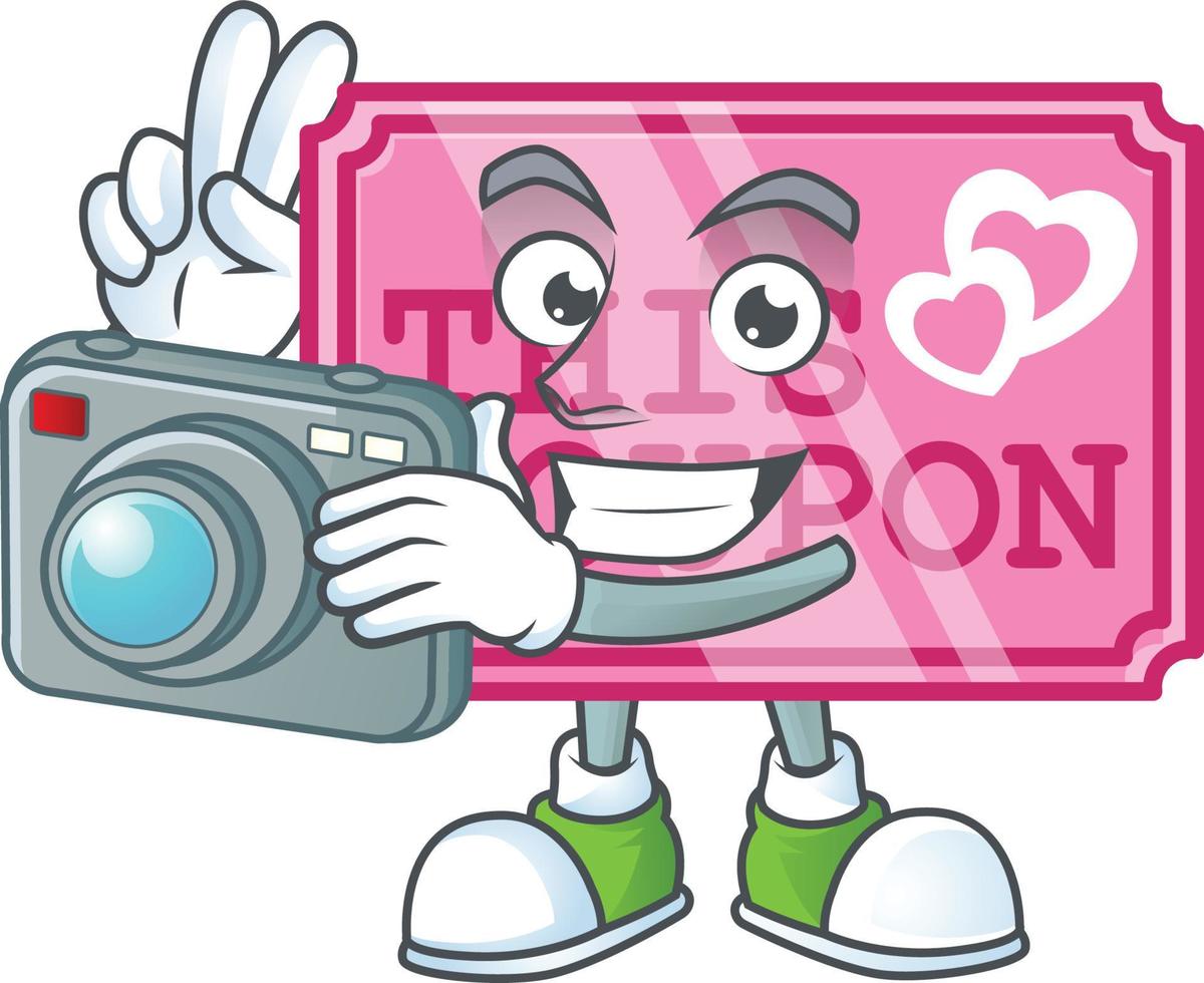 Pink love coupon cartoon character style vector