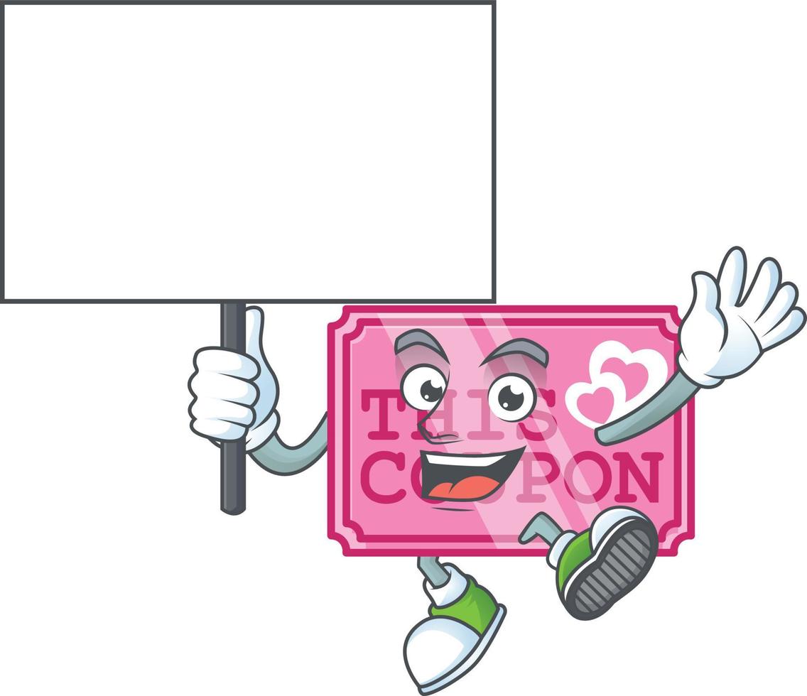 Pink love coupon cartoon character style vector
