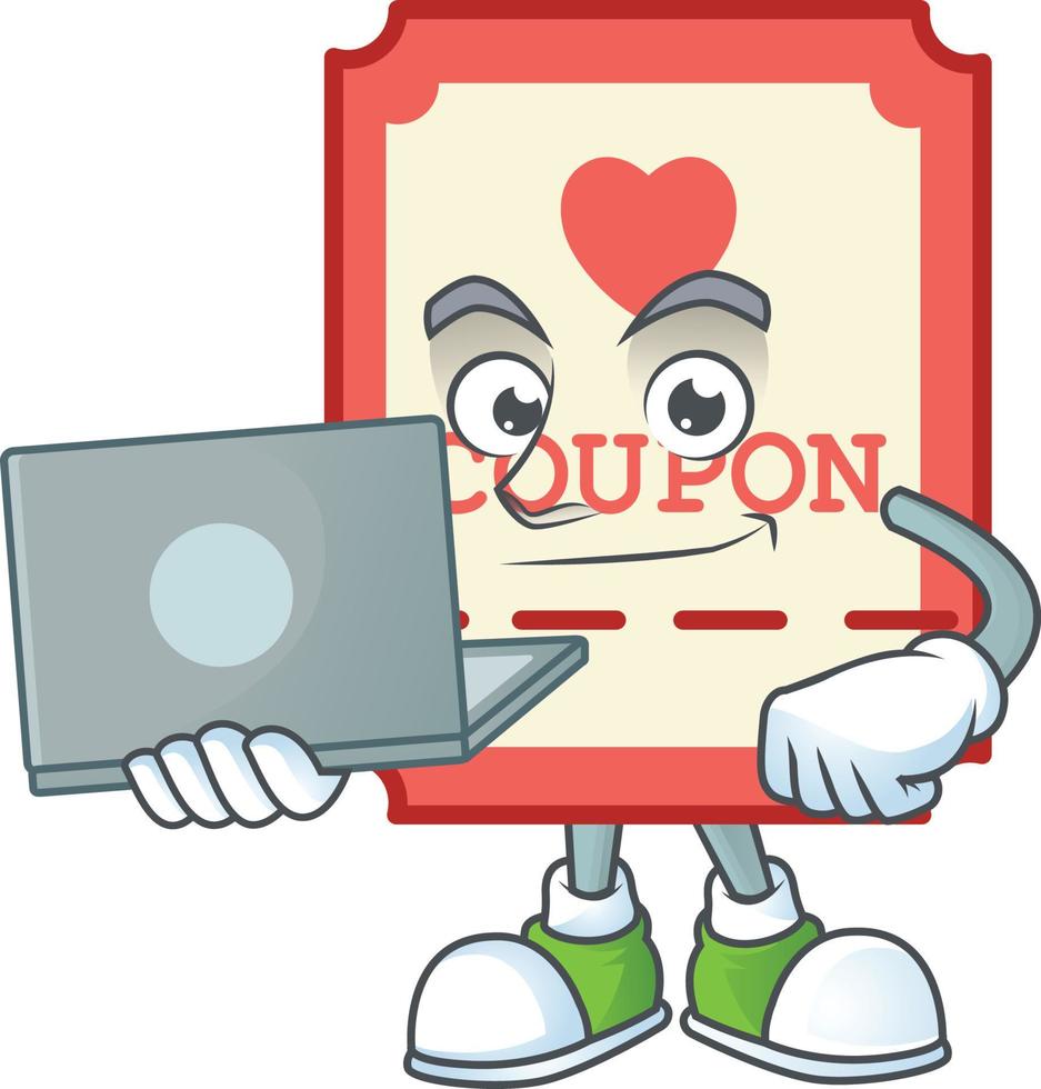 Red love coupon cartoon character style vector