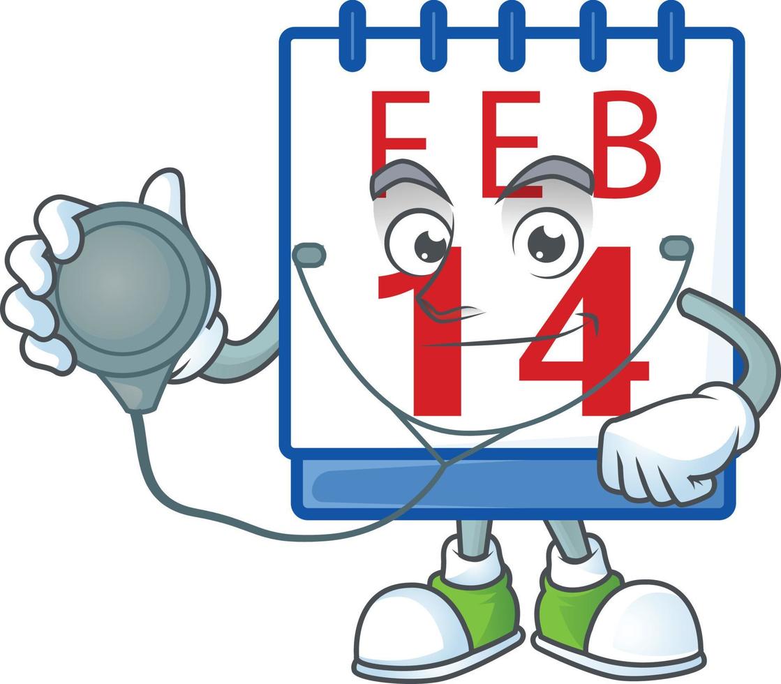 14th valentine calendar cartoon character style vector