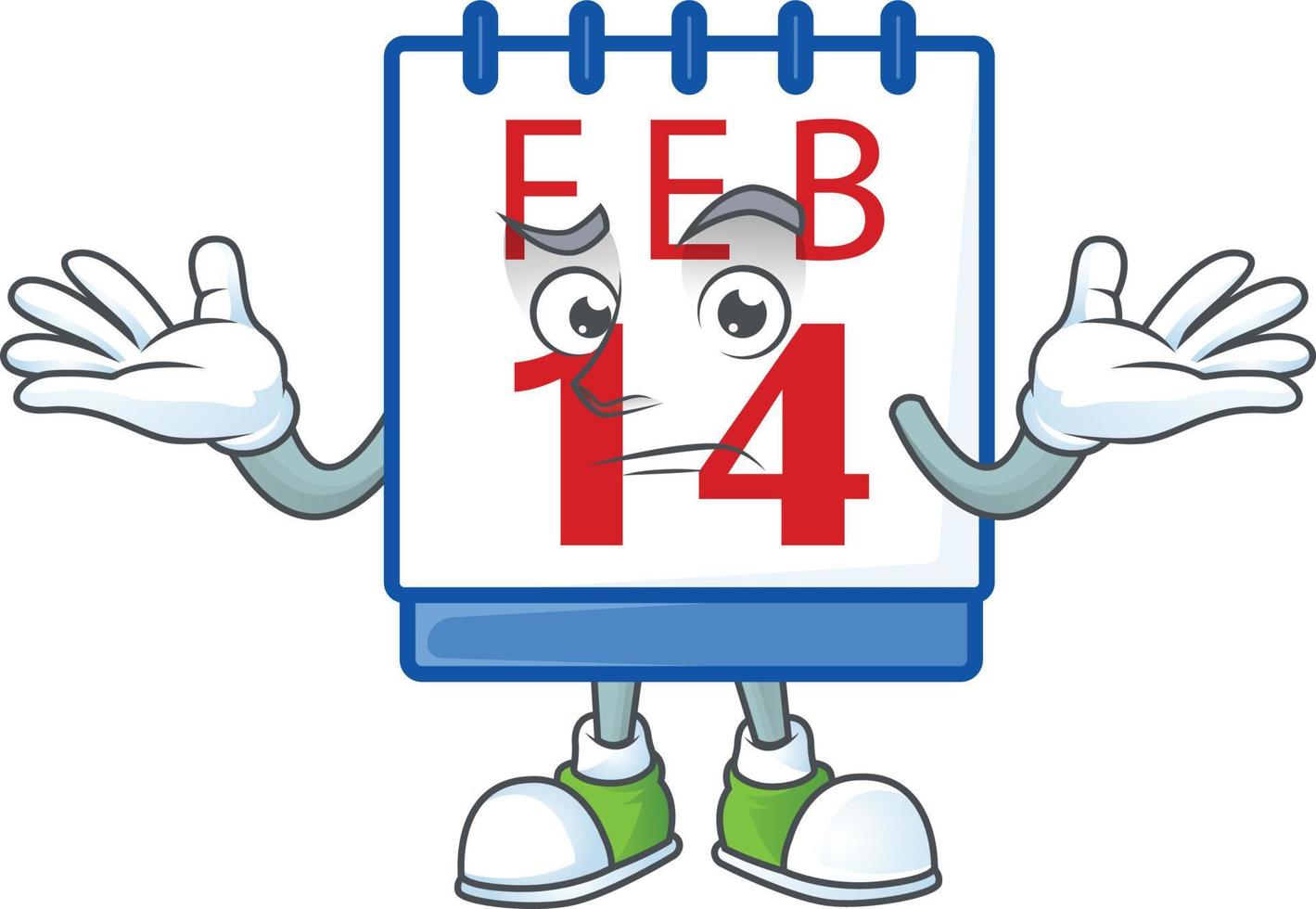 14th valentine calendar cartoon character style vector