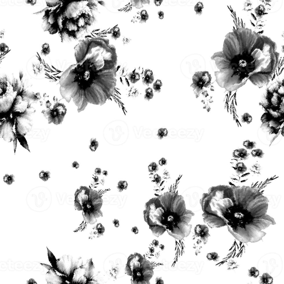 Seamless illustration flowers pattern. photo