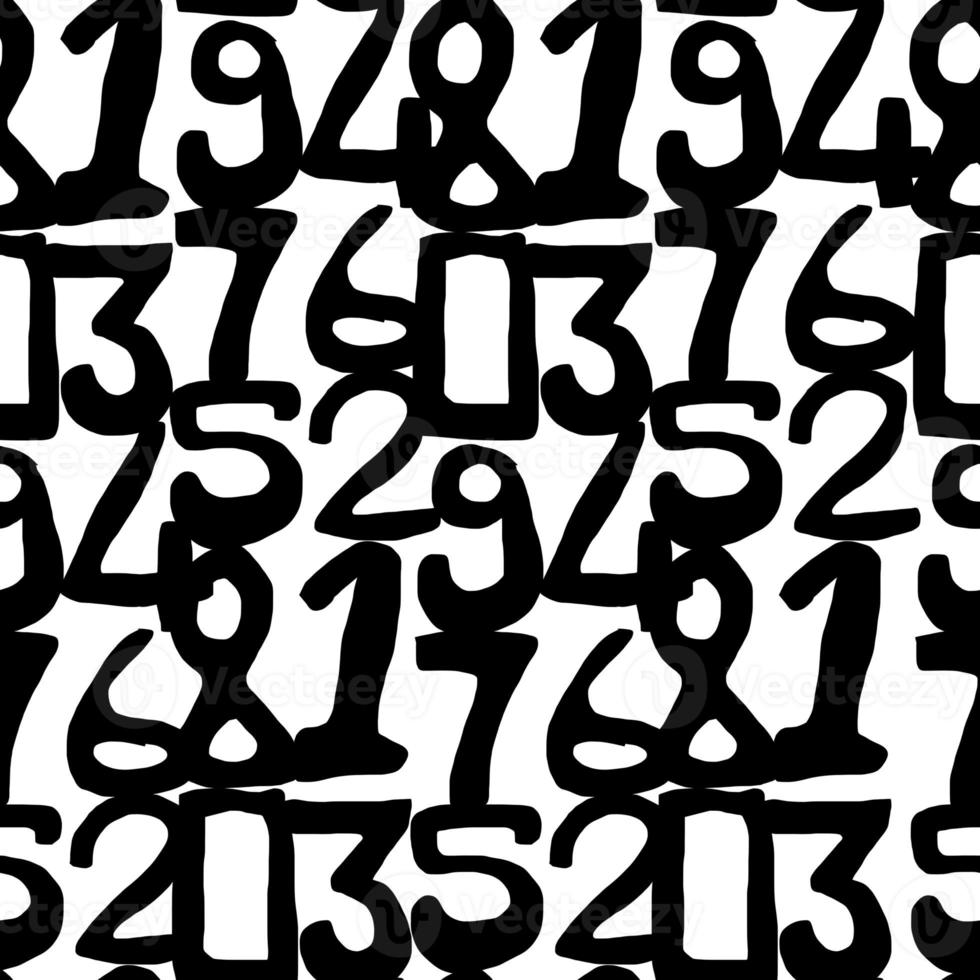 Seamless hand draw numbers, brush effect. photo