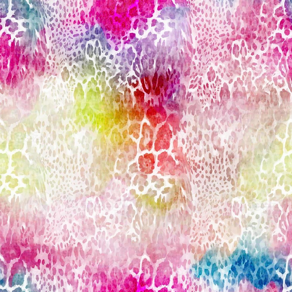 Seamless abstract colorful leopard pattern, watercolor effect leopard skin. photo