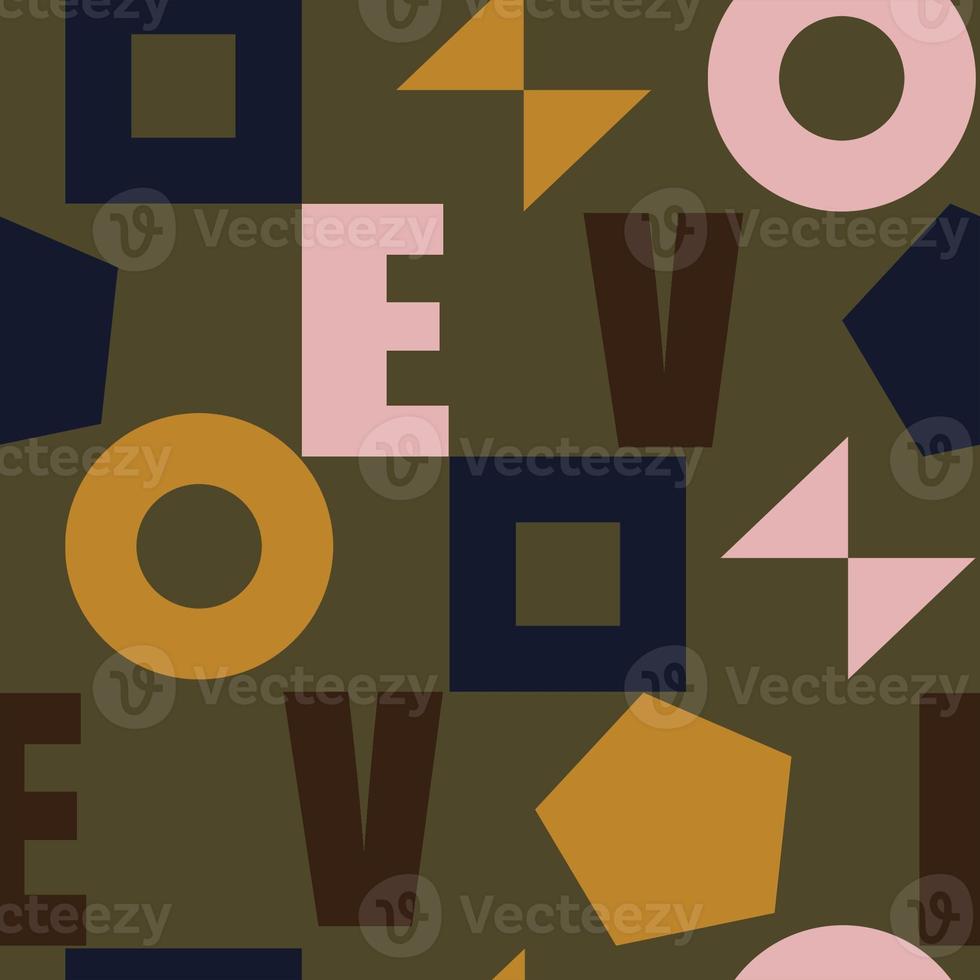 Seamless geometric alphabet pattern, colorful geometric design. photo