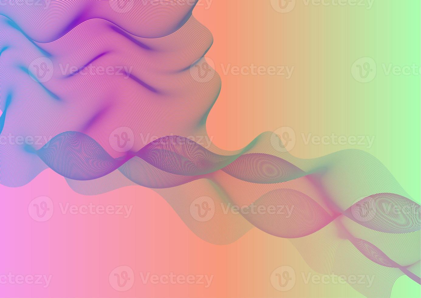 Colorful geometric wave curved lines background. Beautiful wireframe mesh element. Glowing Futuristic technology concept. Flowing wave lines isolated on gradient background. Connection structure. photo