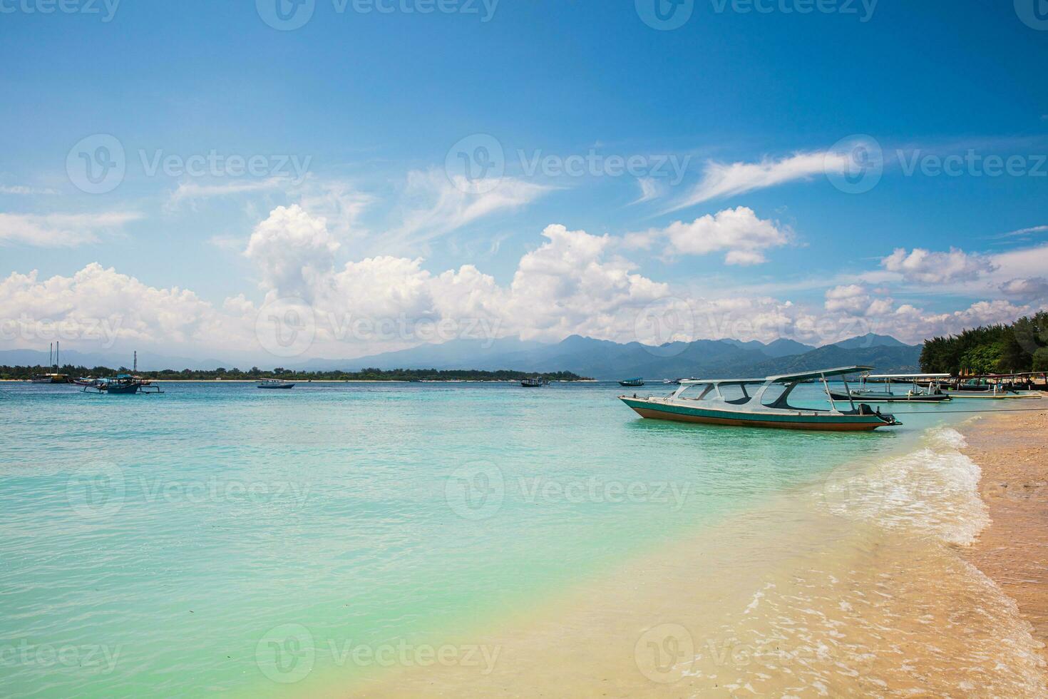 View of the Gili Meno and a Lombok islands photo