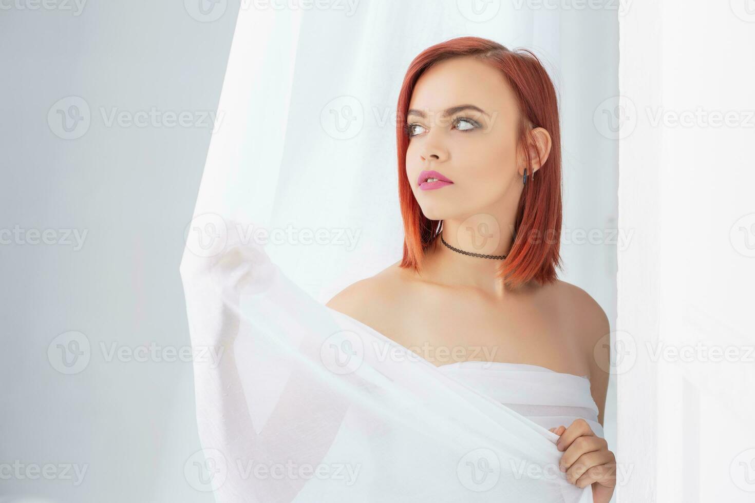 Portrait of lovely redhead lady photo