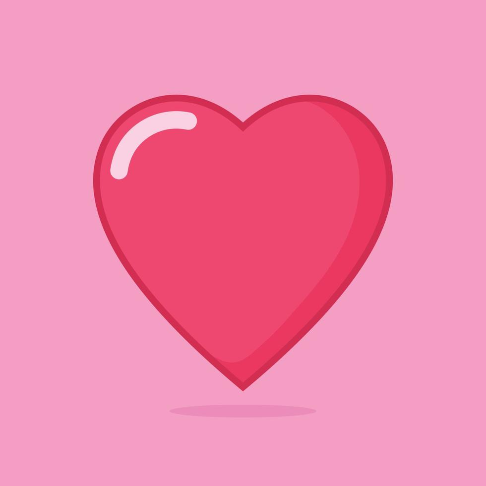 linda corazón forma dibujos animados. plano ilustración de corazón forma icono en rosado antecedentes vector