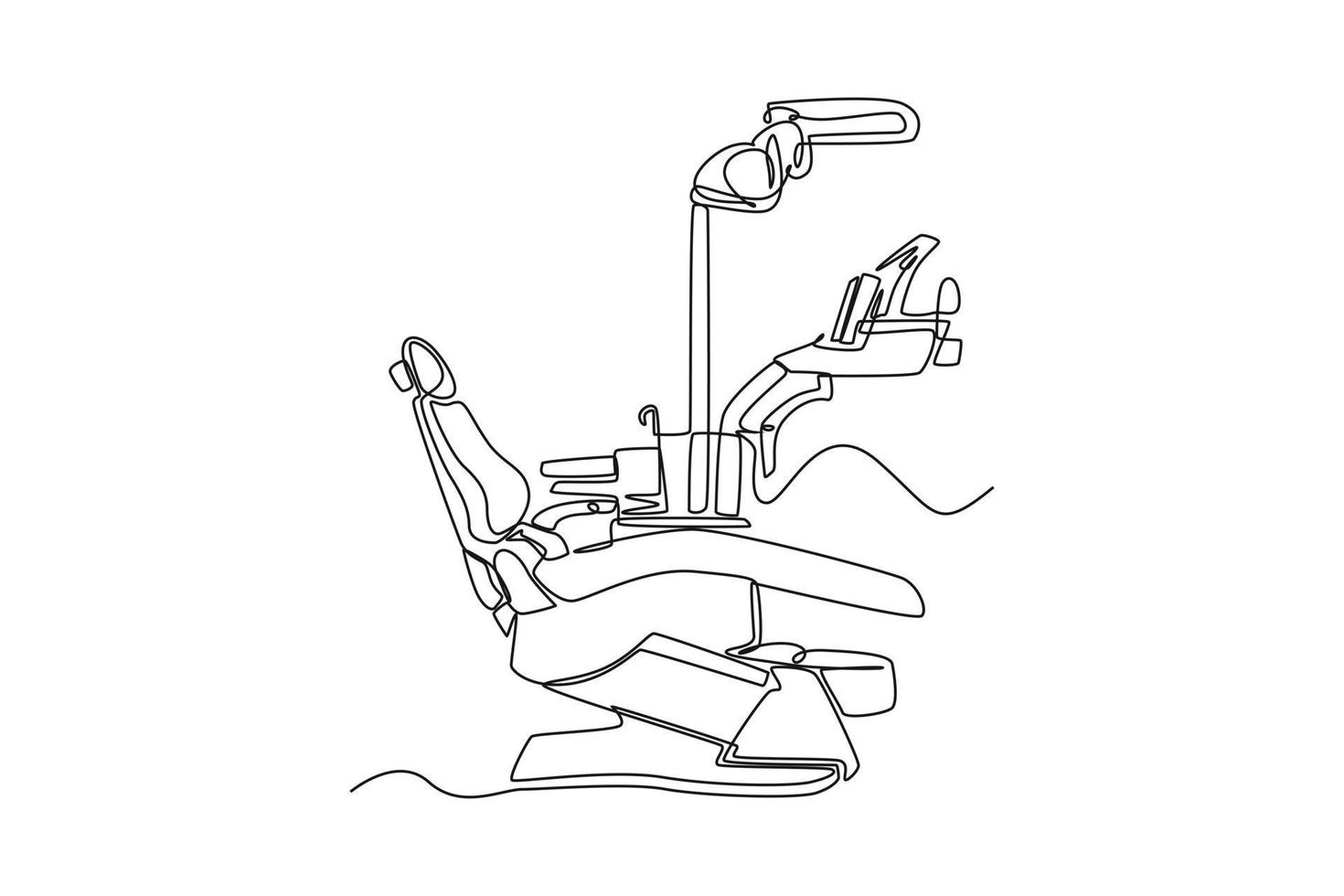 Single one line drawing Dentist chair. Dental health concept