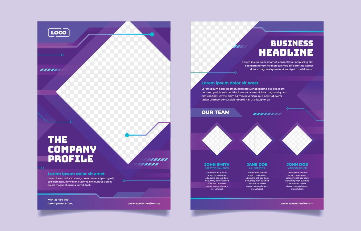 Technology Company Profile Flyer Template vector