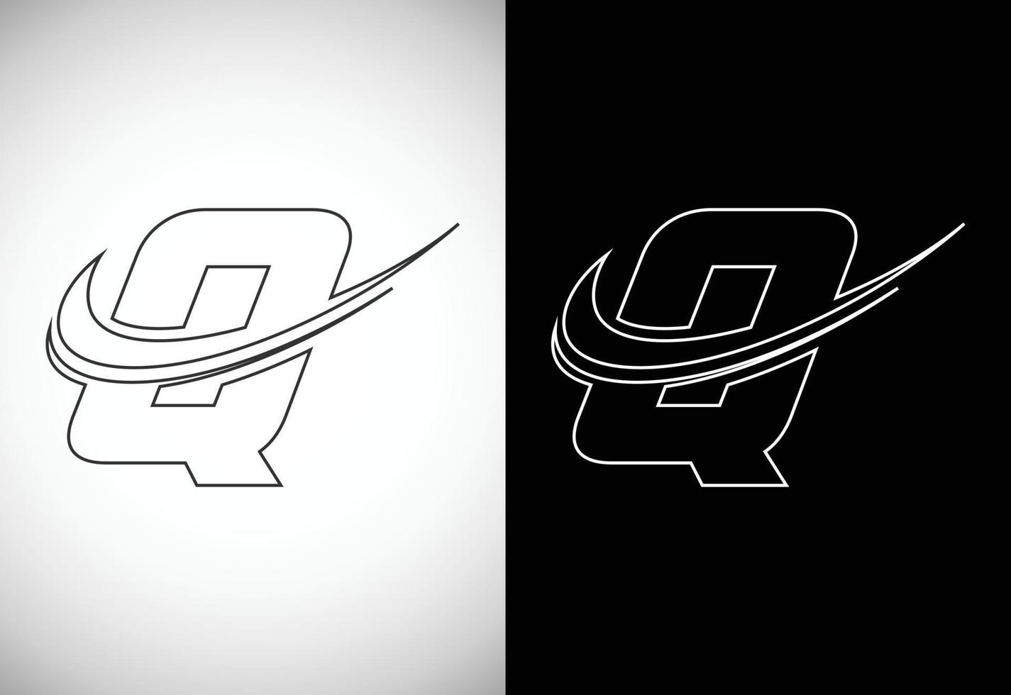 Initial letter Q with a swoosh line art-style logo. Modern vector logotype for business and company identity.