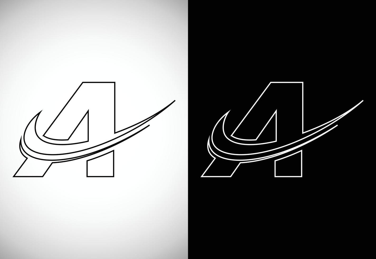 Initial letter A with a swoosh line art-style logo. Modern vector logotype for business and company identity.