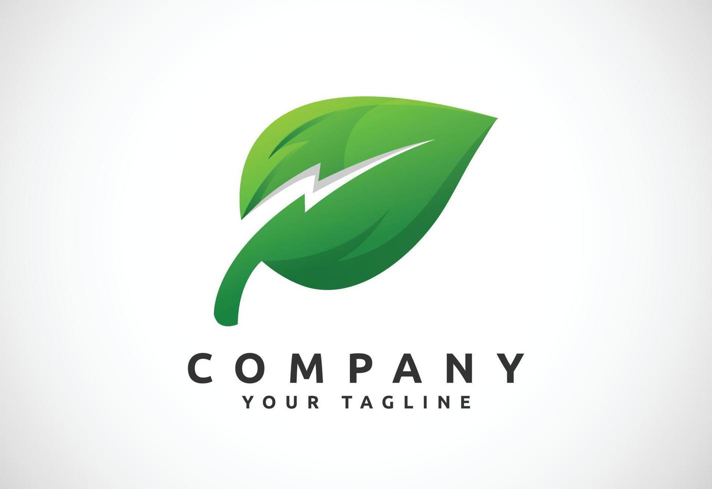 Lighting bolt with leaf logo template. Thunder leaf icon for the environment, recycle and electric symbol vector