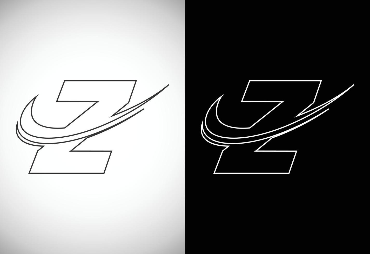 Initial letter Z with a swoosh line art-style logo. Modern vector logotype for business and company identity.