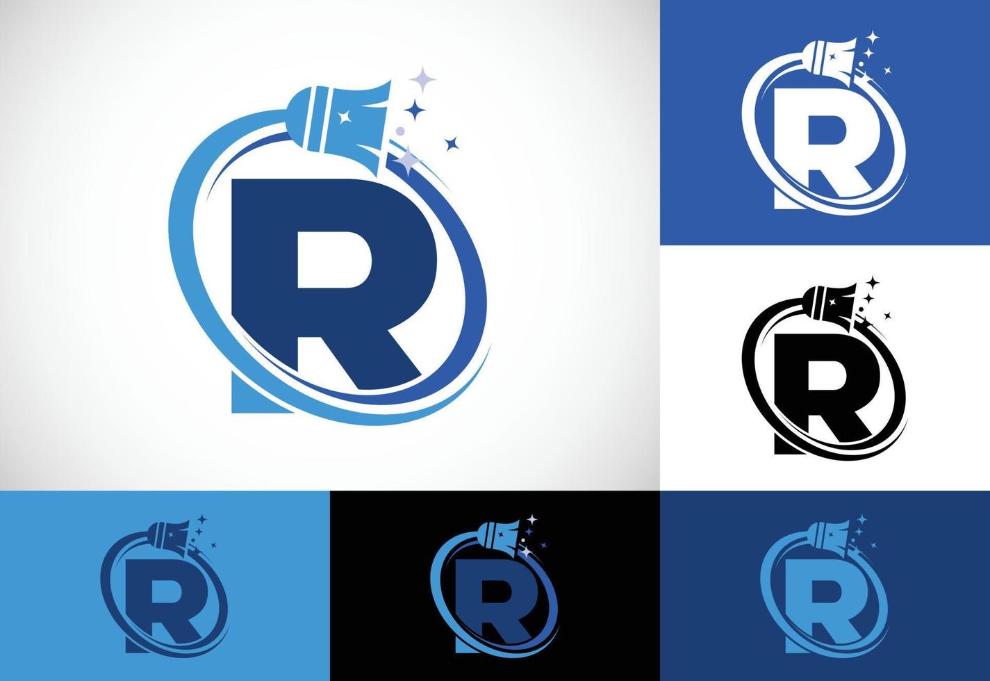 Letter R cleaning service logo design template, Cleaning company logo sign symbol. vector
