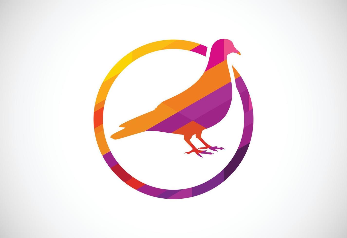 Colorful Dove bird into a circle. Mosaic pattern bird logo design vector