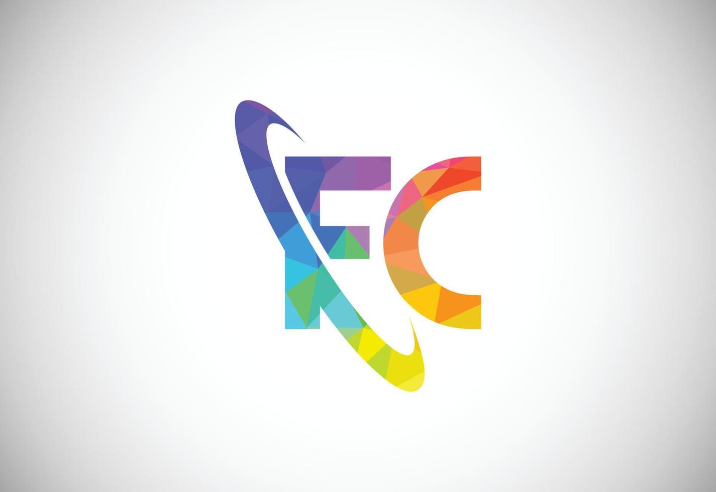 Initial Letter F C Low Poly Logo Design Vector Template. Graphic Alphabet Symbol For Corporate Business Identity