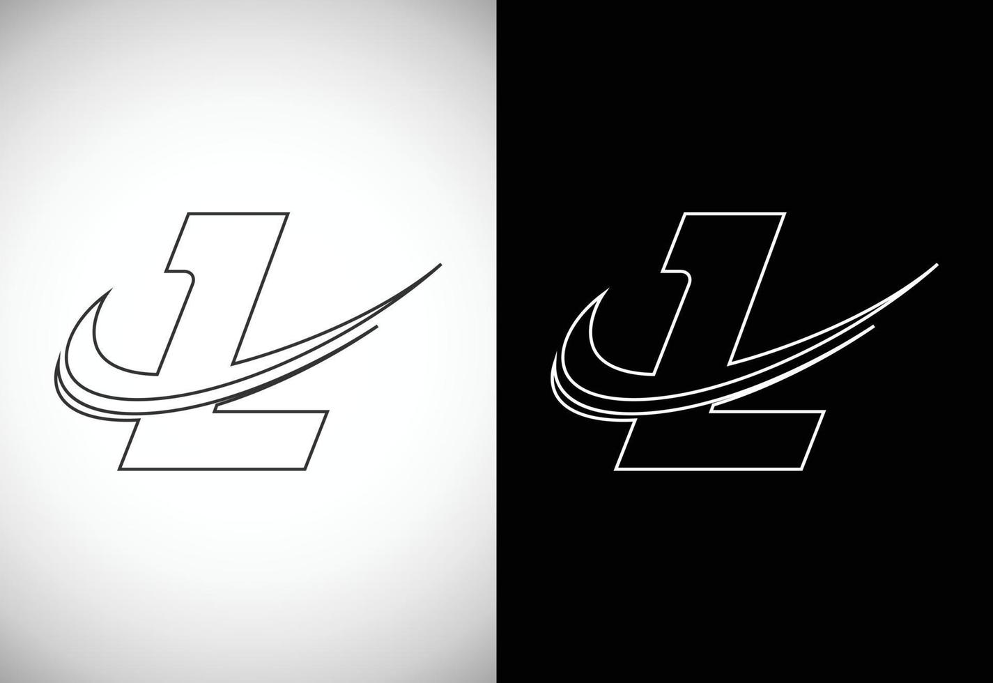 Initial letter L with a swoosh line art-style logo. Modern vector logotype for business and company identity.