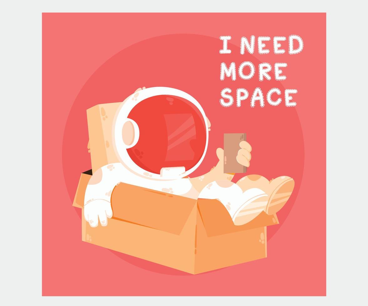 Astronaut Inside Box Illustration vector