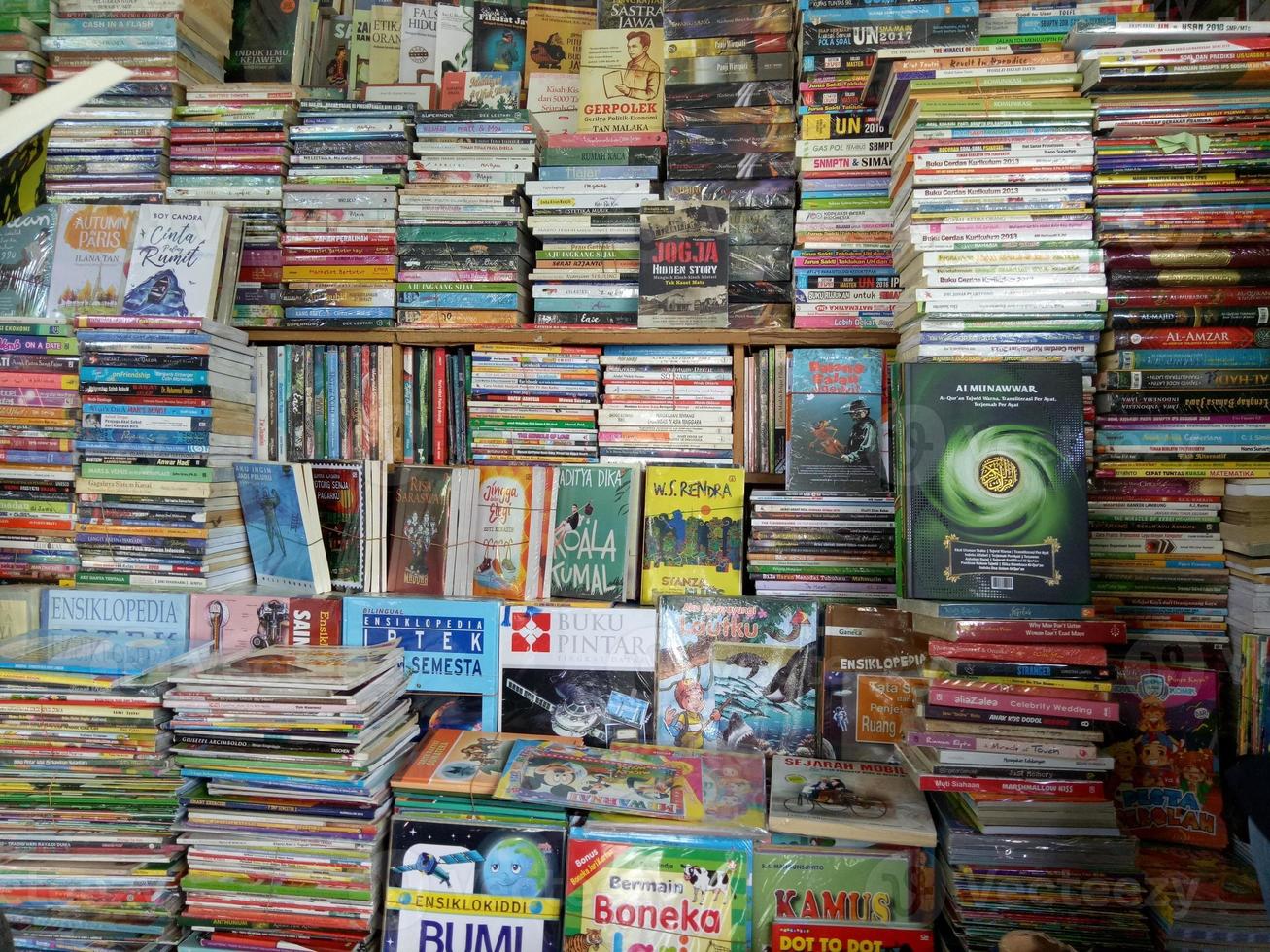 stacks of books in the store photo