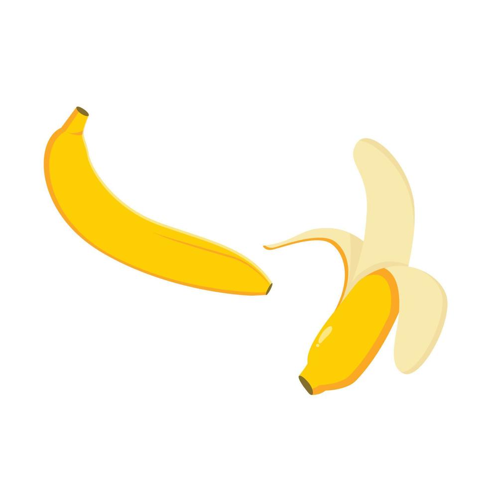 Banana fruit. peeled banana. flat vector illustration.