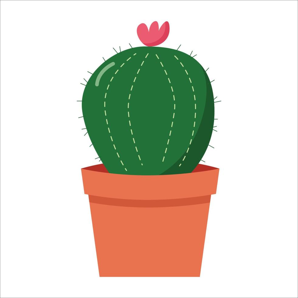 Cute cactus flat vector illustration
