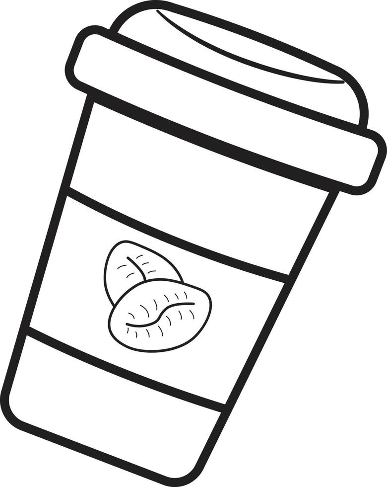 Outline Coffee Cup illustration. Line art vector doodle style.