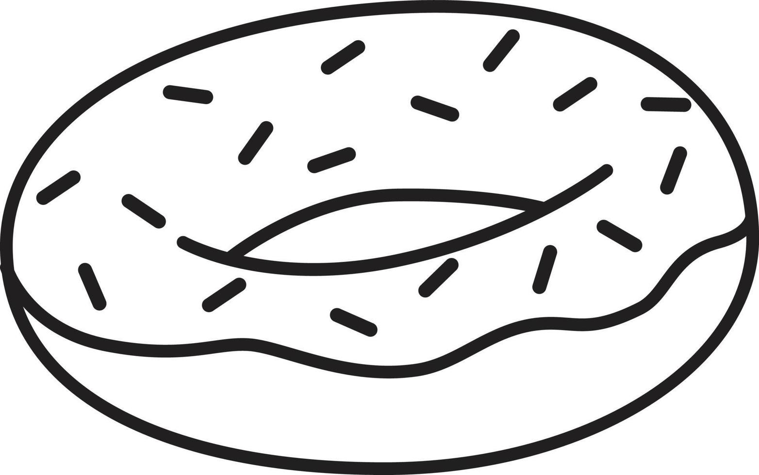 Outline Donut illustration. Line art vector doodle style.